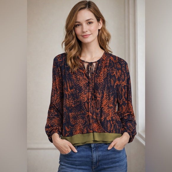 CAbi Tops - Cabi women’s python print border wrap blouse size Small style 101
